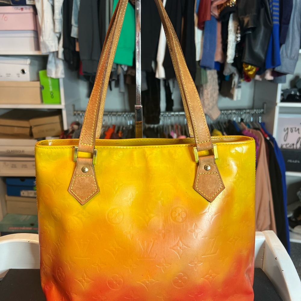 Louis Vuitton Vernis Vibrant Orange and Yellow Tote